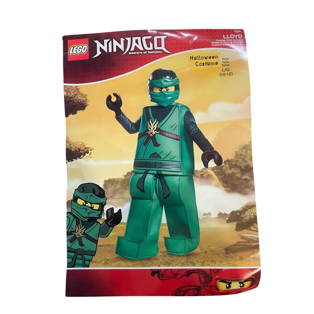 LEGO Ninjago Lloyd Costume Kids Green Ninja Jumpsuit Mask Halloween Large 10-12